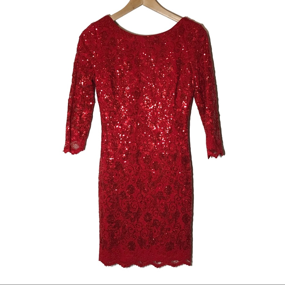 ❤️ Red Sequin and Lace Dress Size 4 ❤️